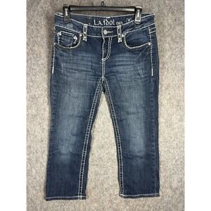 LA Idol USA Womens Jeans Size 9 W31 Bling Rhinestone Pocket Bootcut Denim